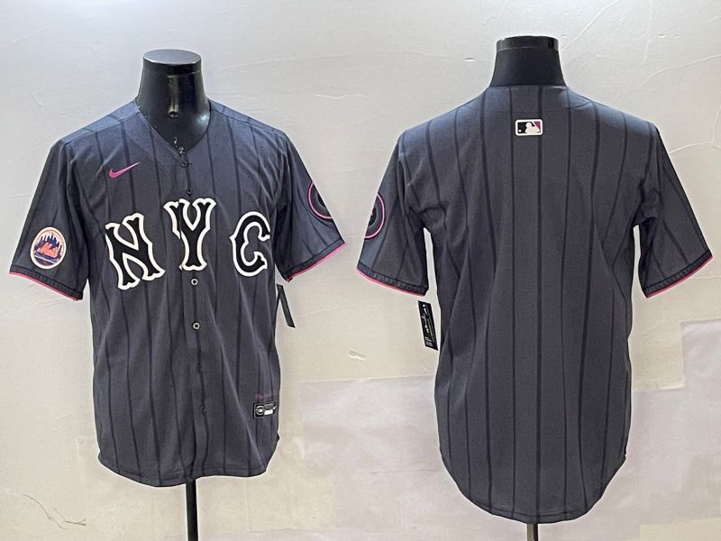 Men New York Mets Blank Black City Edition 2025 Nike MLB Jersey style 2